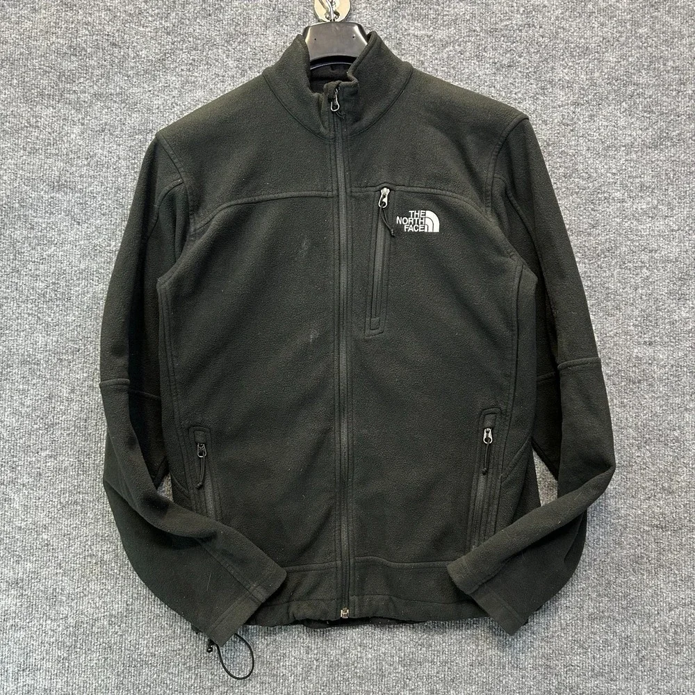 The North Face Fleece Full Zip Jacket Men Black Pockets Outdoor Hiking - Medium